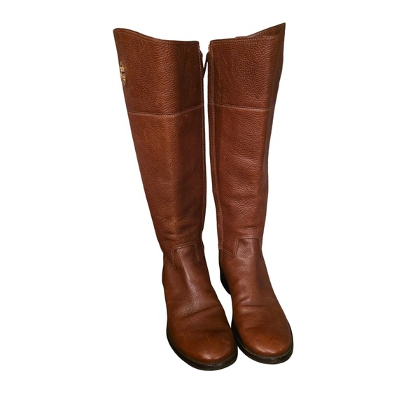 Tory Burch Brown Leather Knee High Riding Boots Women's Size 8.5M Old Money - Picture 3 of 8